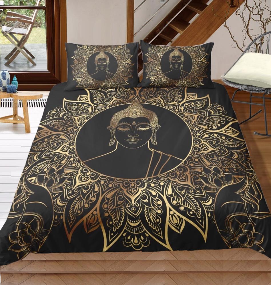 Golden Buddha Mandala 3D Customized Duvet Cover Bedding Set