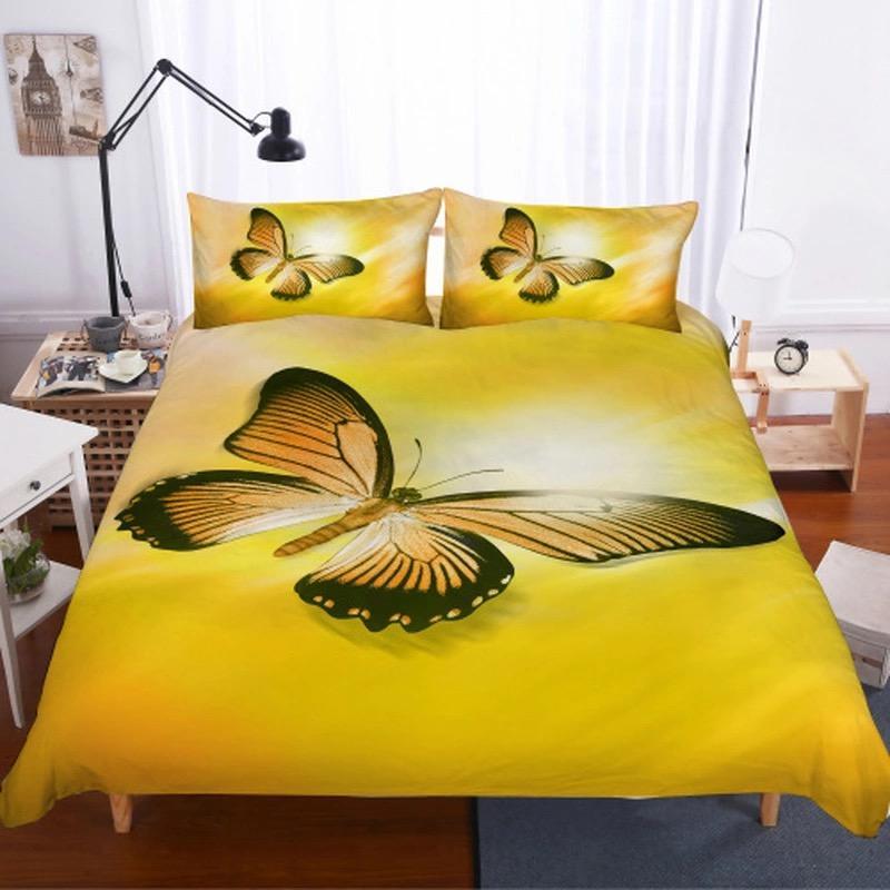 Golden Butterfly Onun Background 3D Customized Duvet Cover Bedding Set