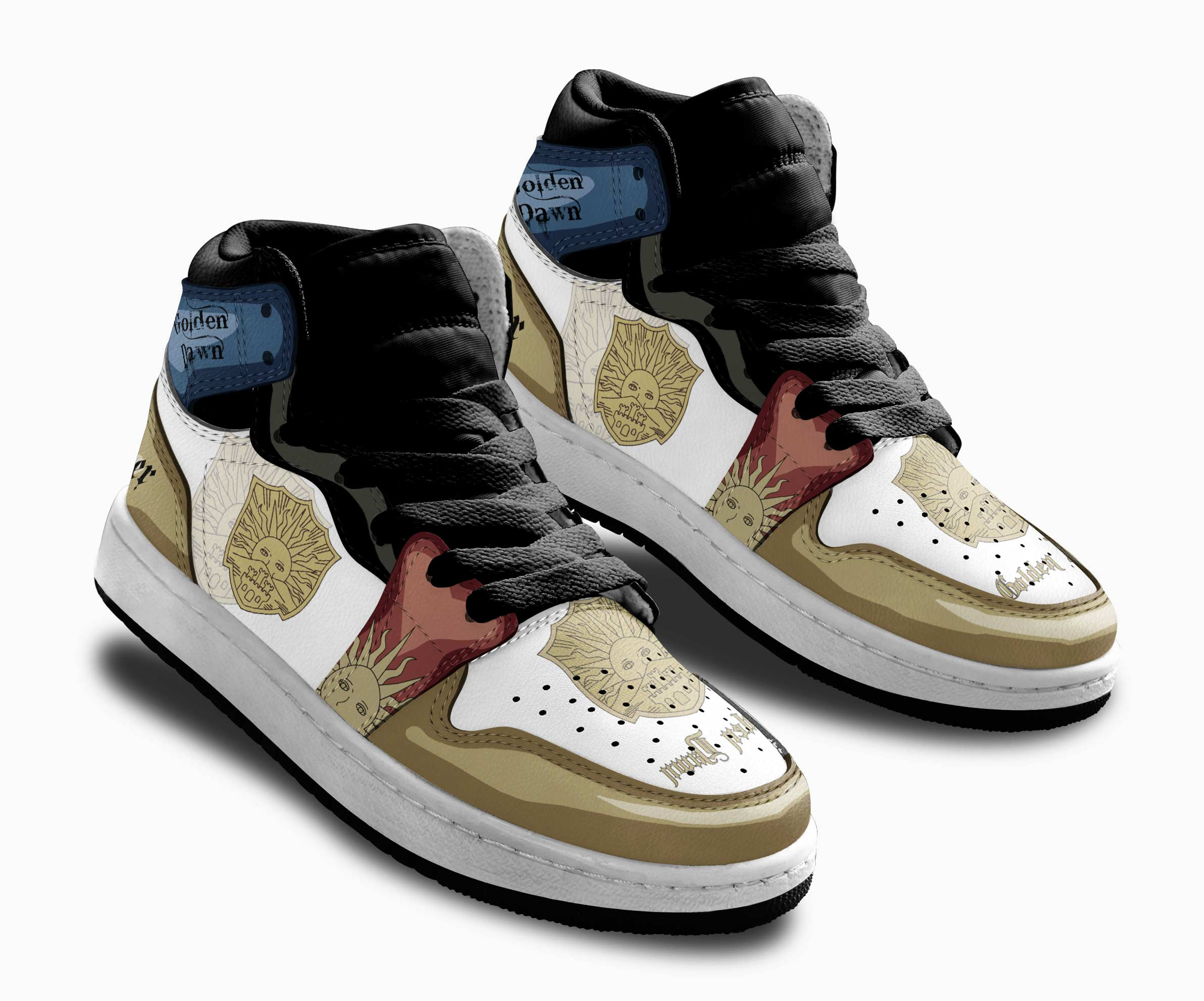 Golden Dawn Kids Sneakers Custom Black Clover Anime Shoes For Kids