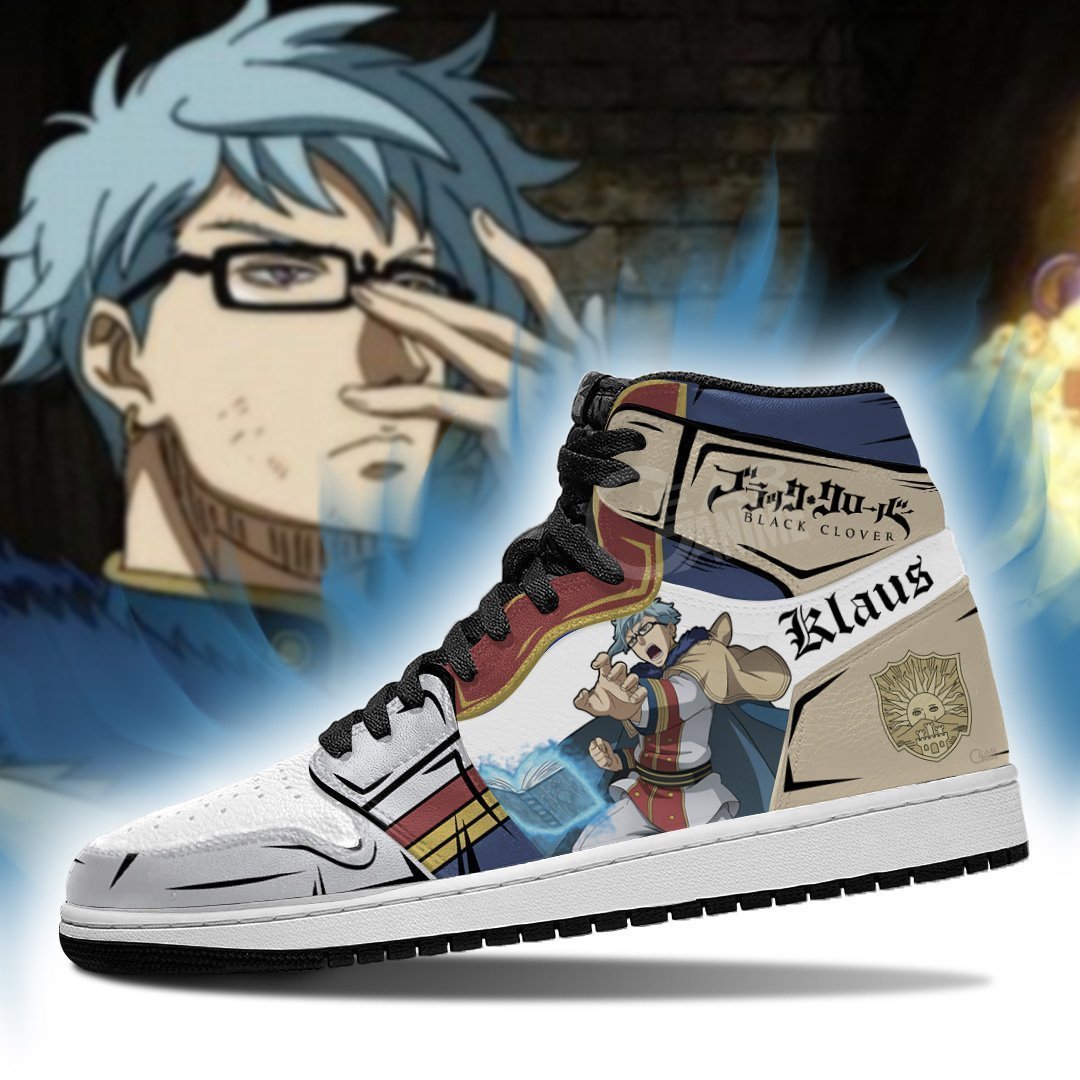 Golden Dawn Klaus JD1s Sneakers Black Clover Anime Shoes, Air Jordan Hightop