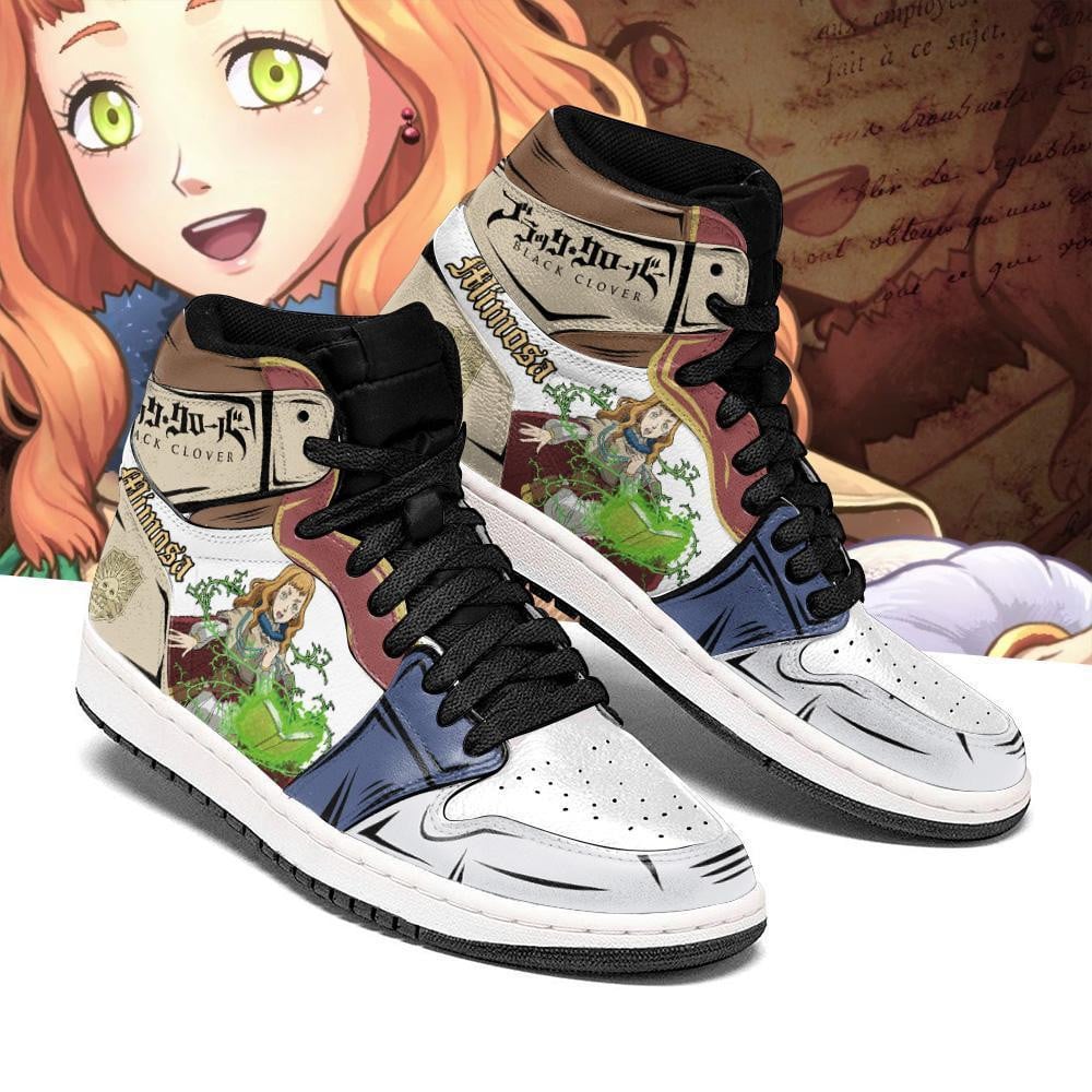 Golden Dawn Mimosa Vermillion JD1s Sneakers Black Clover Anime Shoes, Air Jordan Hightop
