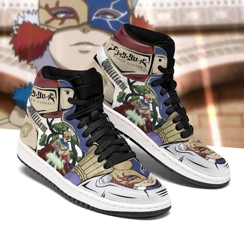 Golden Dawn William Vangeance Black Clover Anime 1 High Top Air Jordan Sneaker, Air Jordan Hightop