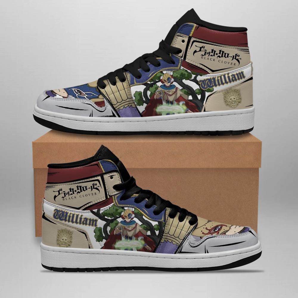 Golden Dawn William Vangeance Black Clover Anime 1 High Top Air Jordan Sneaker, Air Jordan Hightop