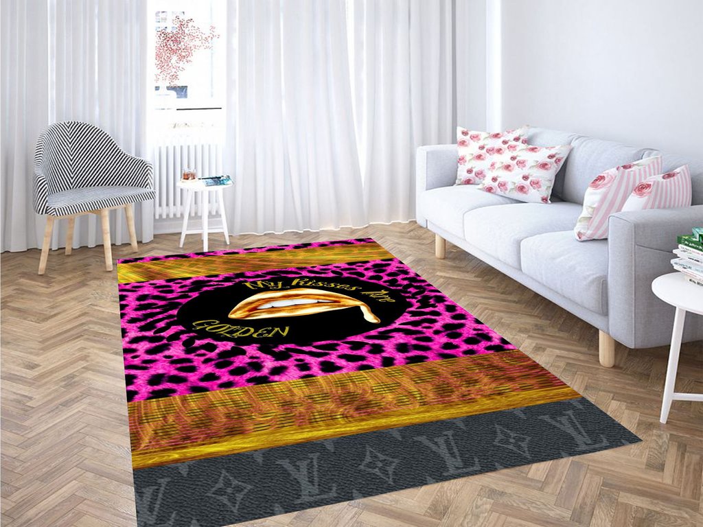Golden Kisses Dope Living Room Modern Carpet Rectangle Rug