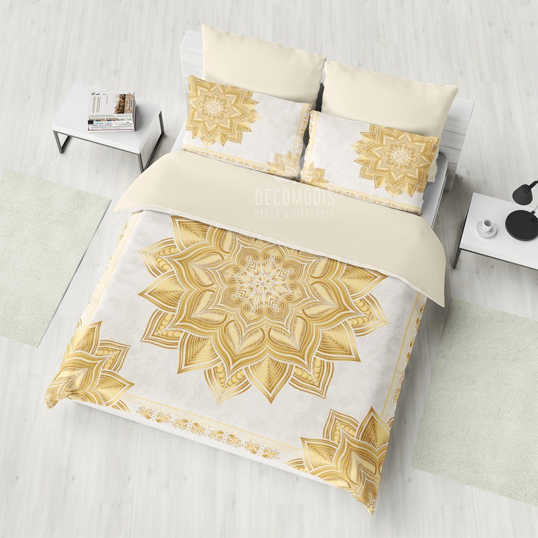 Golden Mandala , Bohemian , Boho Mandala , Indie Duvet Cover Bedding Set