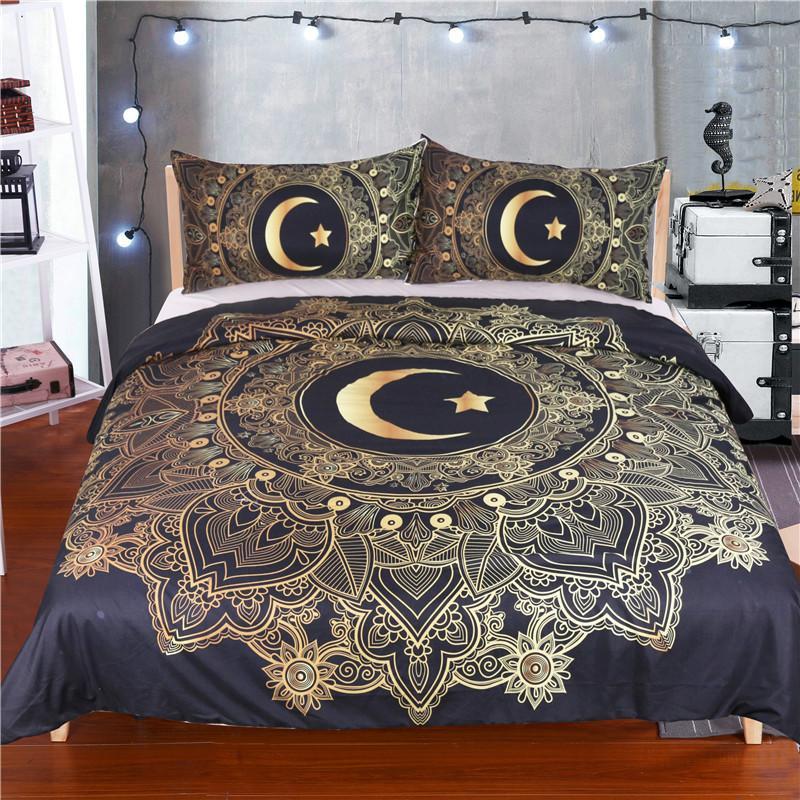 Golden Moon Mandala 3D Customized Duvet Cover Bedding Set