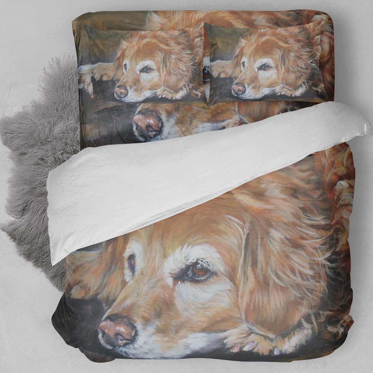 Golden Retrievers B Duvet Cover Bedding Set