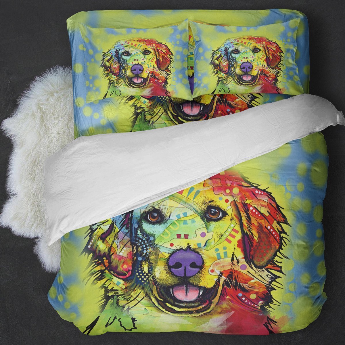 Golden Retrievers Dog E Duvet Cover Bedding Set