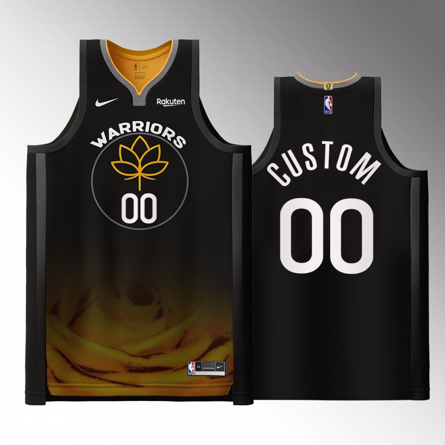 Golden State Warriors #00 Custom Black Jersey 2022-23 City Edition