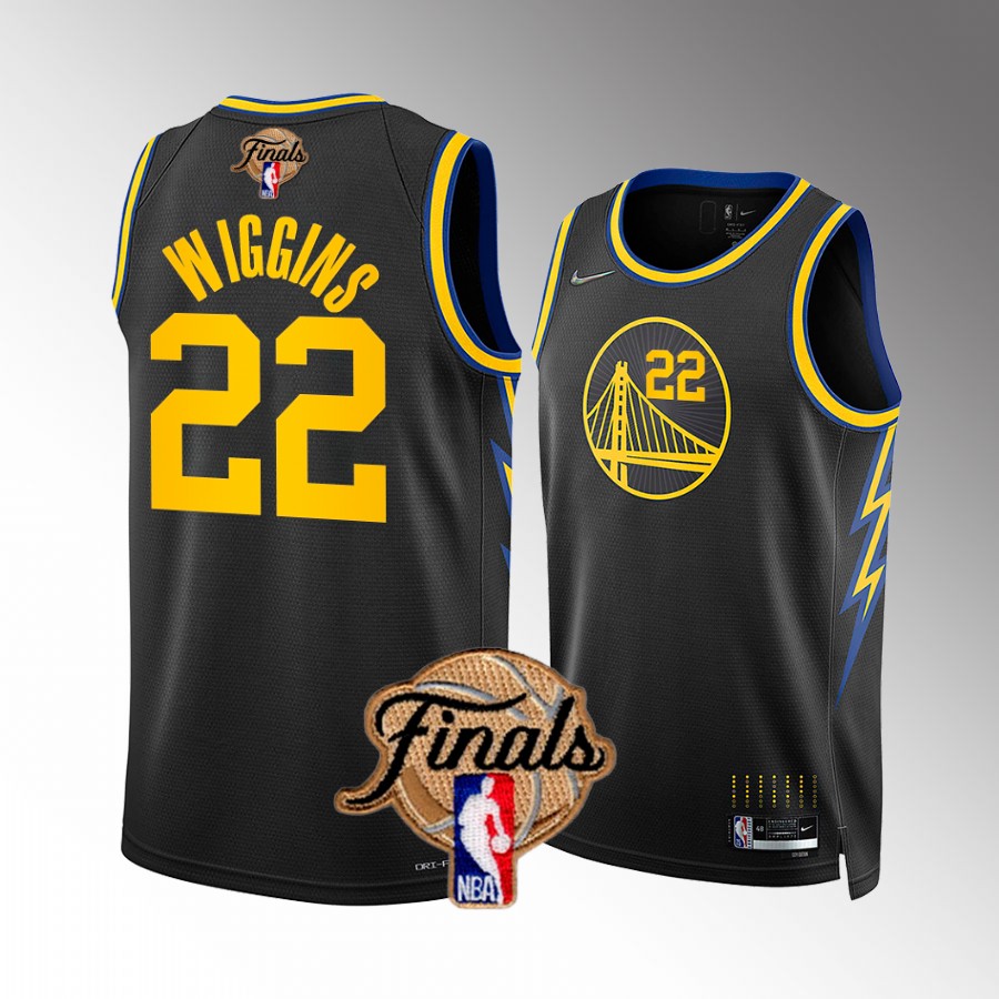 Golden State Warriors #22 Andrew Wiggins 2022 NBA Finals Black Jersey Diamond Badge