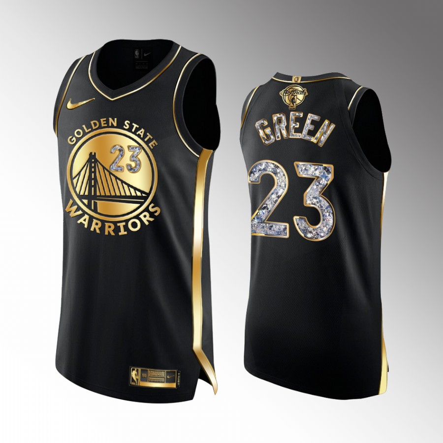 Golden State Warriors #23 Draymond Green 2022 Western Conference Champion Black Jersey Gold Diamond