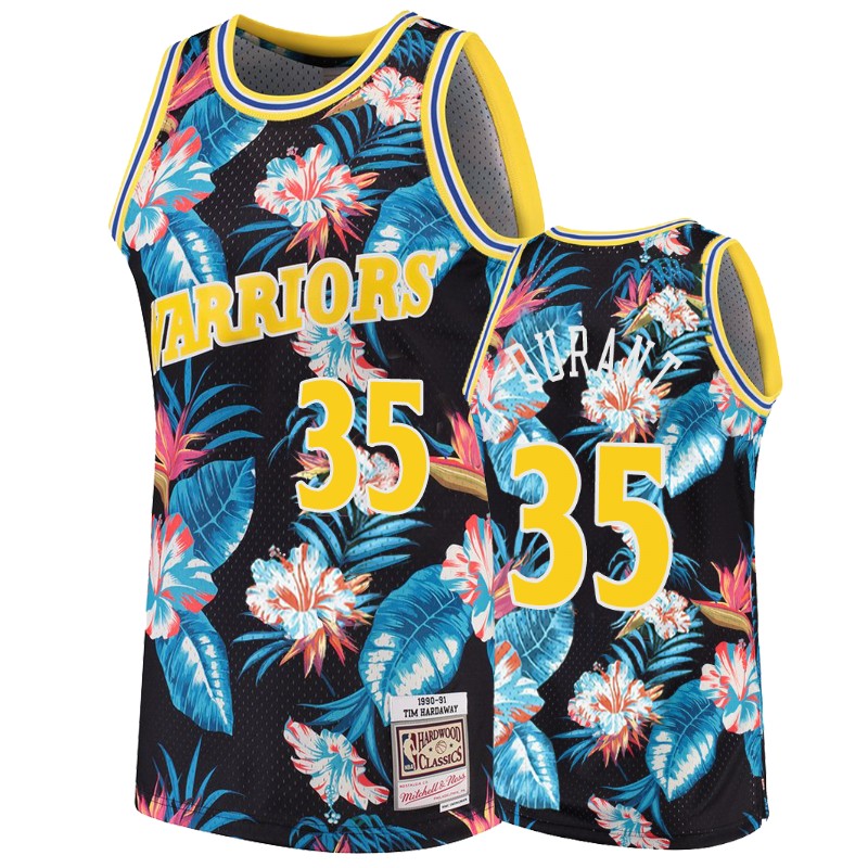 Golden State Warriors #35 Kevin Durant Floral Fashion 90's Collection Jersey