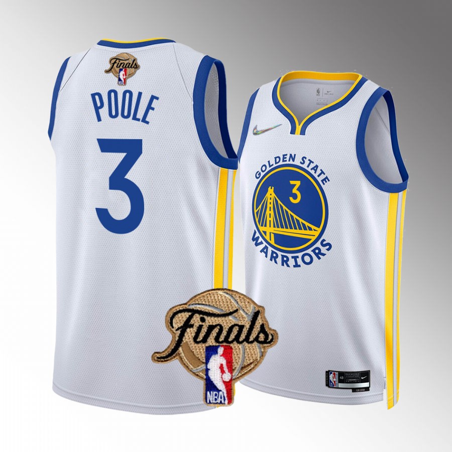 Golden State Warriors #3 Jordan Poole 2022 NBA Finals White Jersey Diamond Badge
