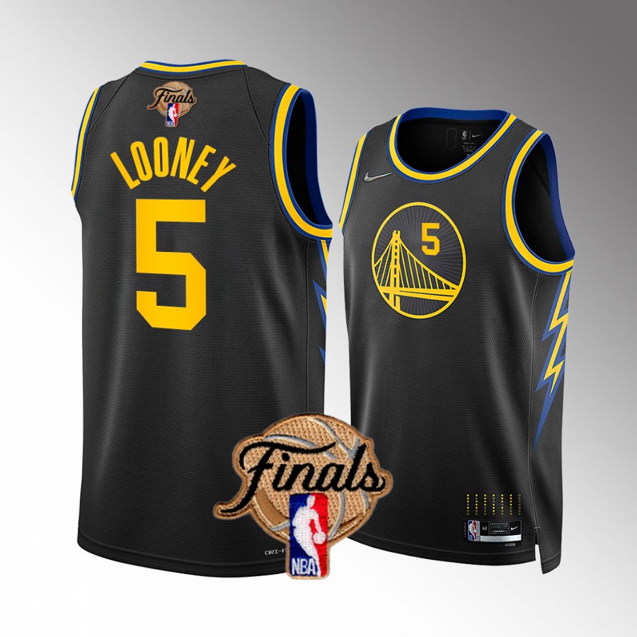 Golden State Warriors #5 Kevon Looney 2022 NBA Finals Black Jersey Diamond Badge