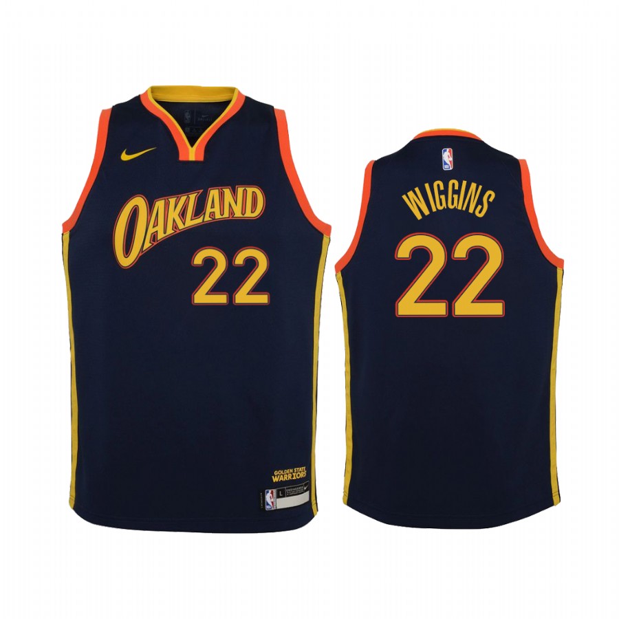 Golden State Warriors Andrew Wiggins 2020-21 City Navy Youth Jersey #22