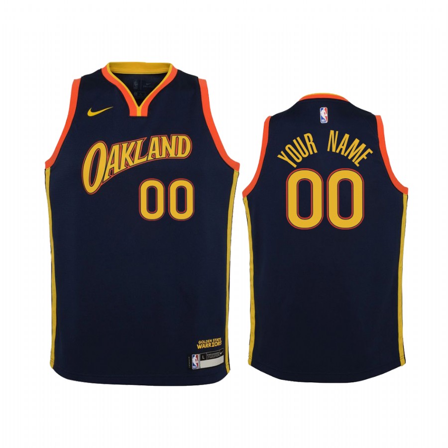 Golden State Warriors Custom 2020-21 City Navy Youth Jersey #00