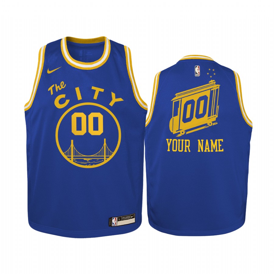 Golden State Warriors Custom 2020-21 Hardwood Classics Blue Youth Jersey #00