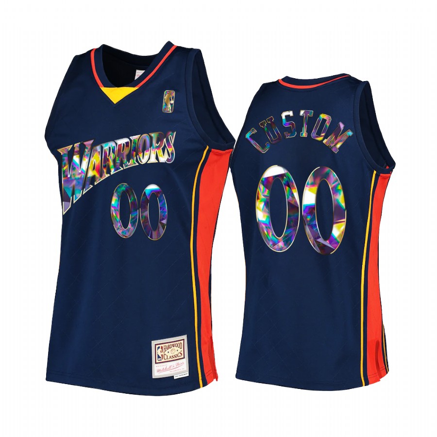 Golden State Warriors custom NBA 75th Anniversary Diamond #00 Navy Hardwood Classics Jersey