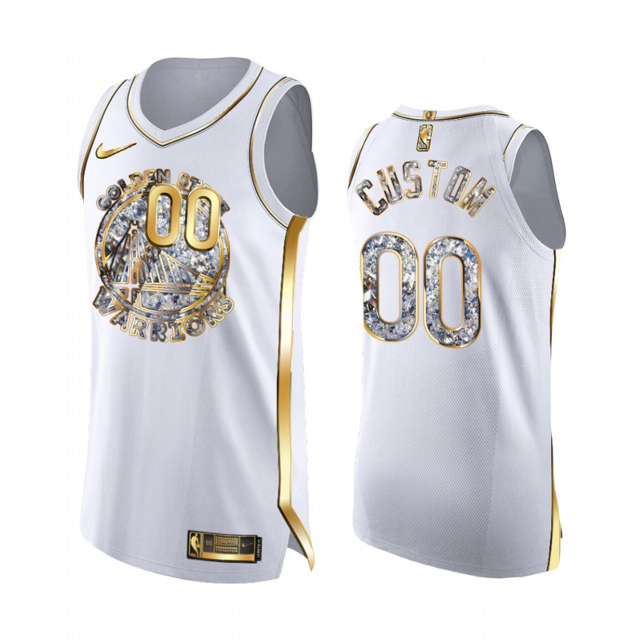 Golden State Warriors custom White Golden Diamond Edition Jersey 2022 NBA Playoffs #00