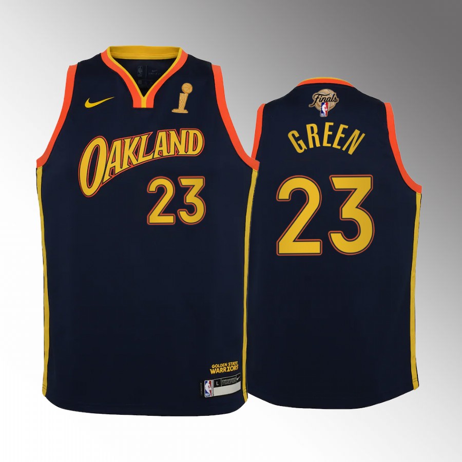 Golden State Warriors Draymond Green 2022 NBA Finals Champions Navy Youth Jersey City #23