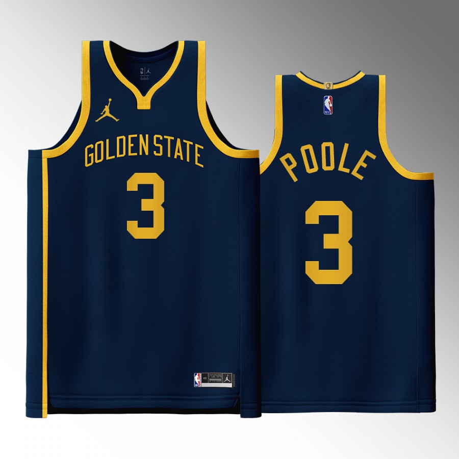 Golden State Warriors Jordan Poole 2022 Statement Edition Navy #3 Jersey