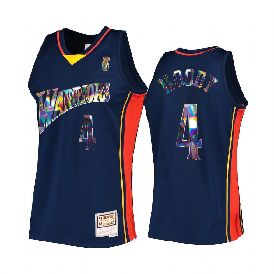 Golden State Warriors Moses Moody NBA 75th Anniversary Diamond #4 Navy Hardwood Classics Jersey