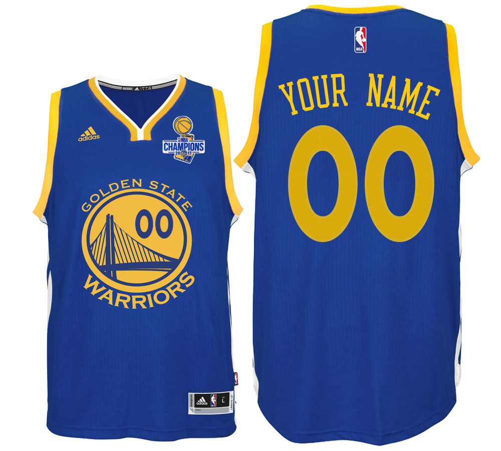 Golden State Warriors Road Blue 2017 NBA The Final Games Champions Patch Custom Jersey