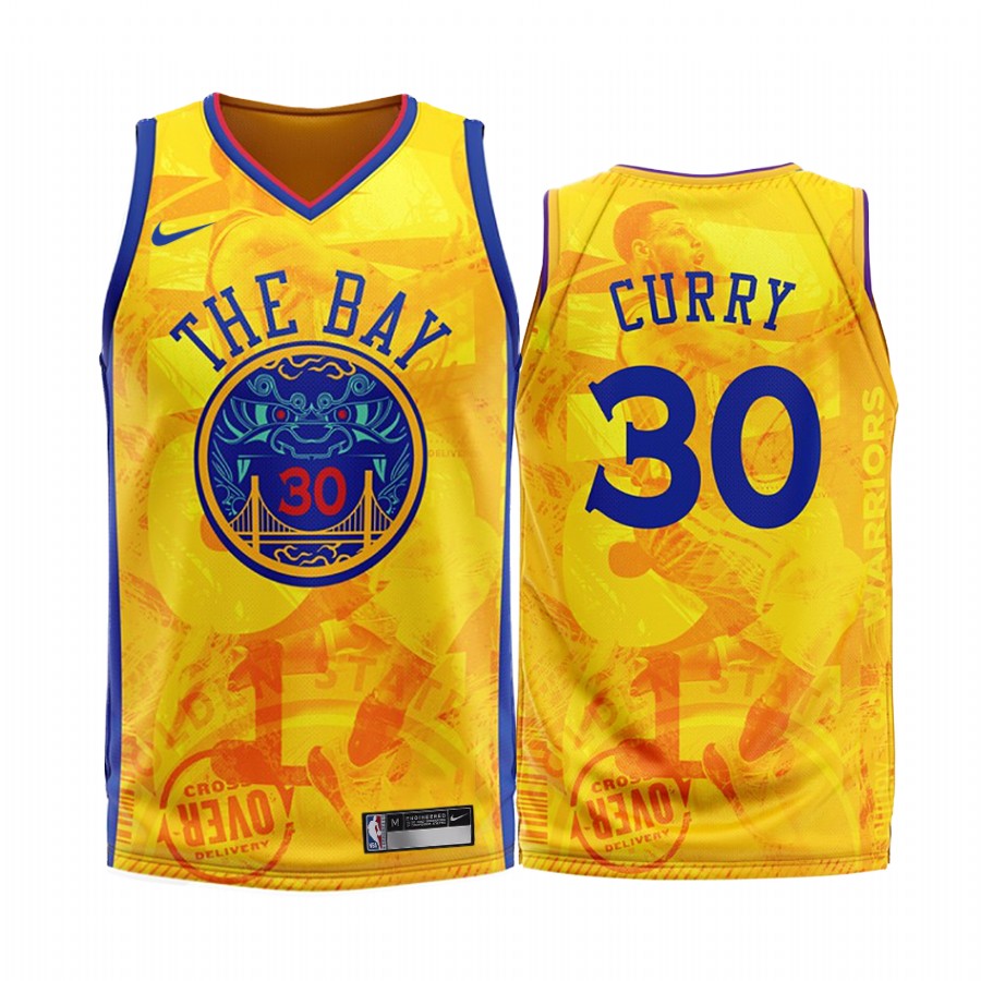 Golden State Warriors Stephen Curry #30 Yellow 2020 Fashion Edition Jersey