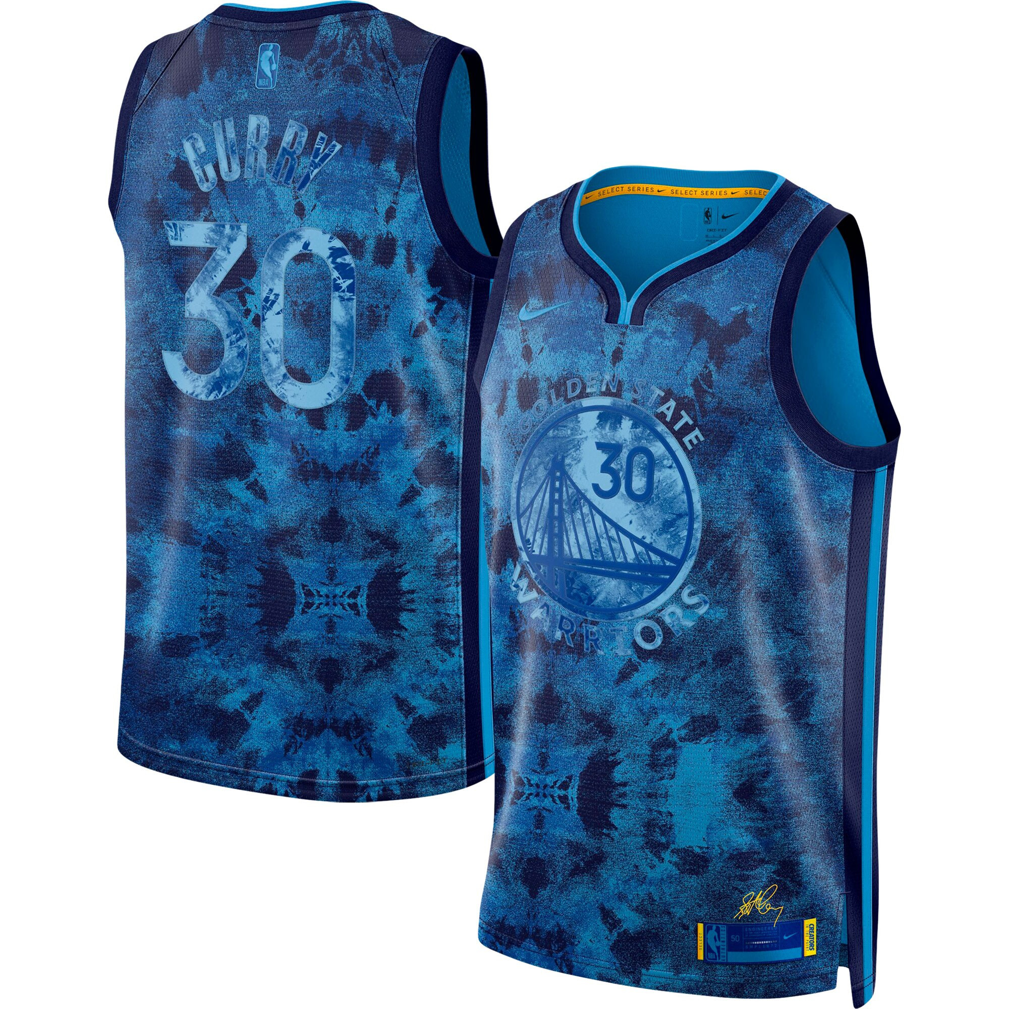 Golden State Warriors Stephen Curry Blue Select Series Jersey - All Stitched