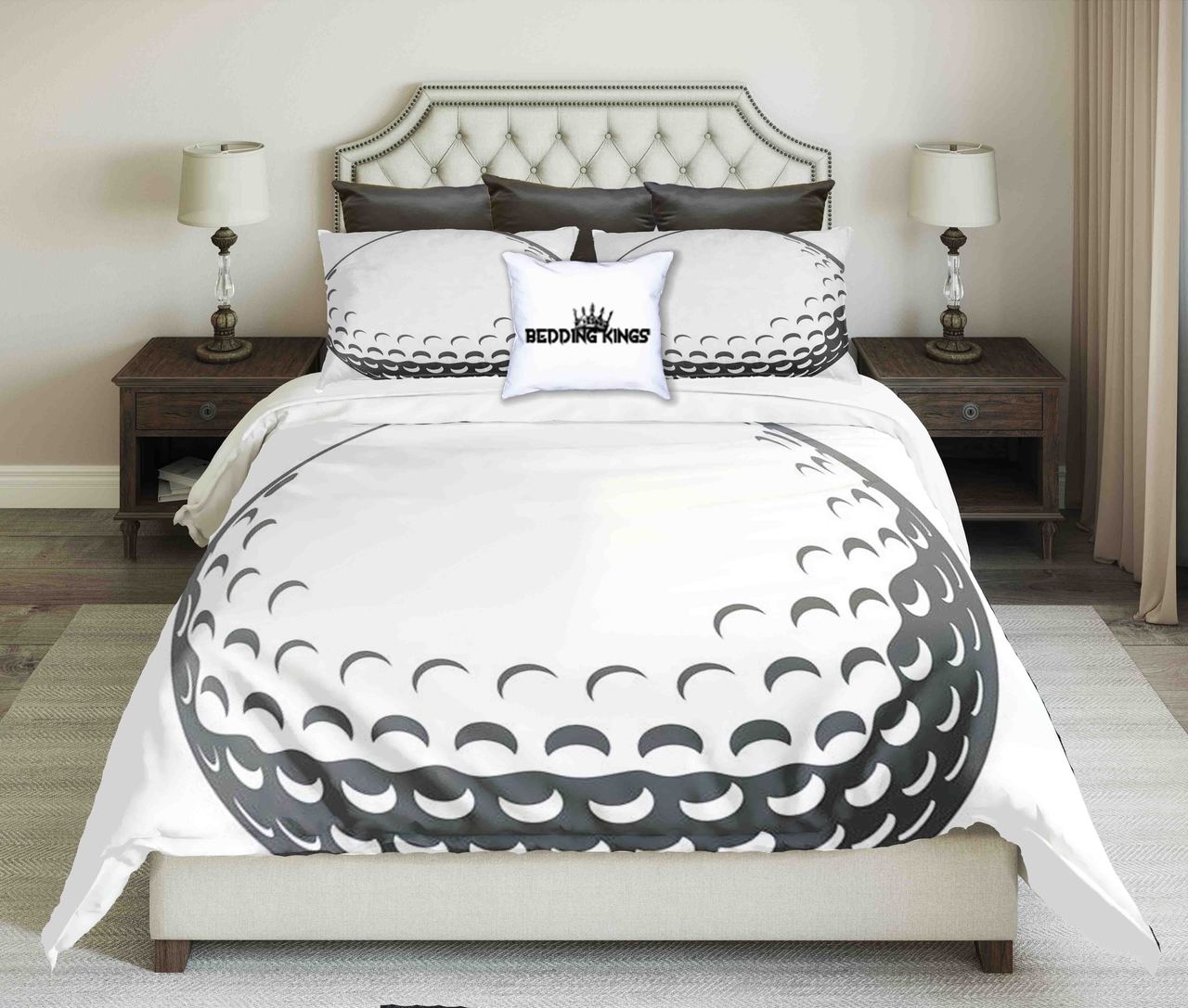 Golf Ball Design On White Background Kings 3D Customized Duvet Cover Bedding Set