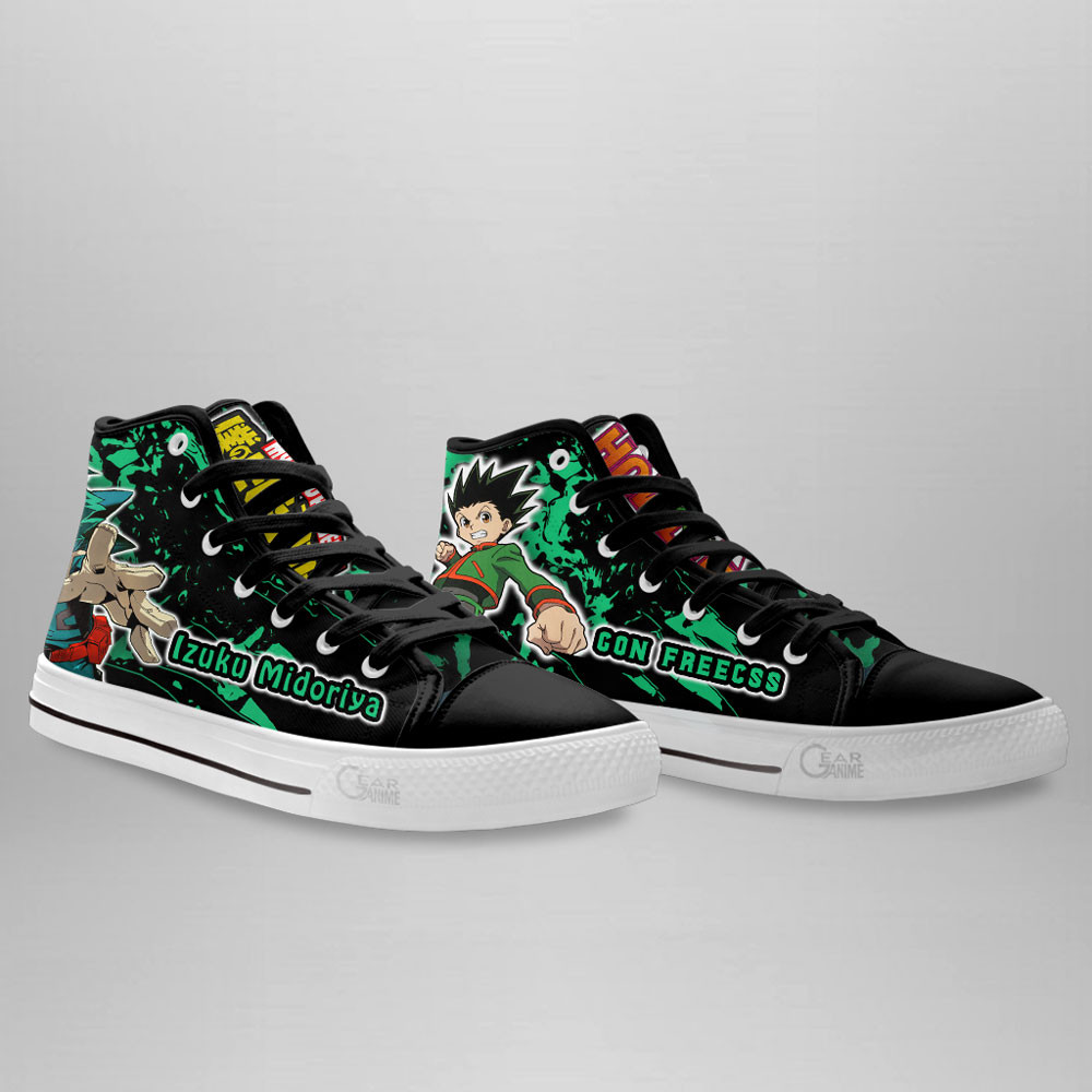 Gon Freecss and Deku High Top Shoes Anime Sneakers