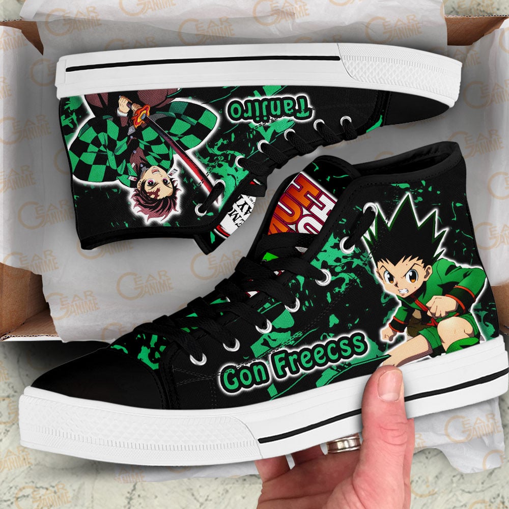 Gon Freecss and Tanjiro High Top Shoes Anime Sneakers