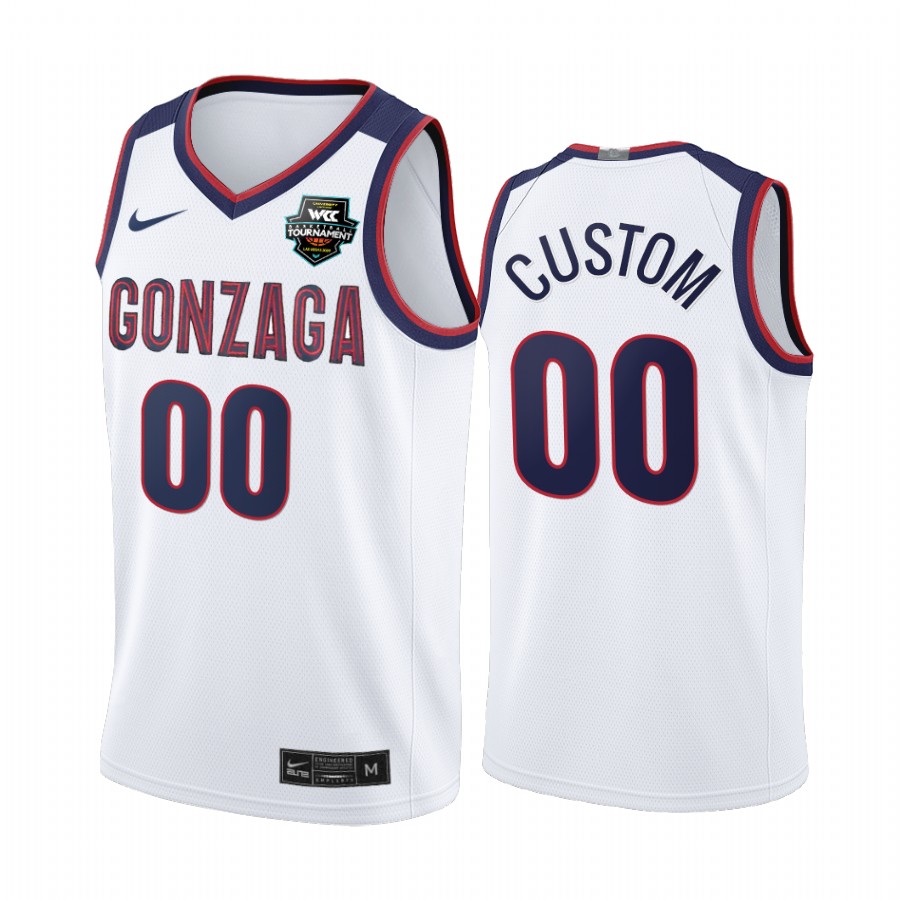 Gonzaga Bulldogs 2021 WCC Mens Conference Tournament Champions Custom #00 Jersey March Madness White Limited