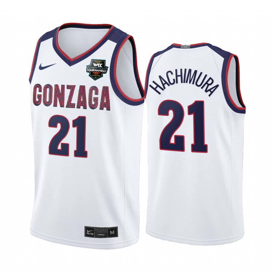 Gonzaga Bulldogs 2021 WCC Mens Conference Tournament Champions Rui Hachimura #21 Jersey March Madness White Limited