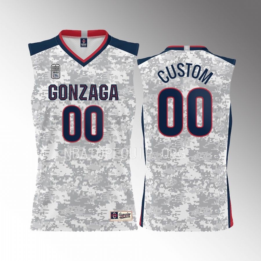 Gonzaga Bulldogs 2022 Carrier Classic Custom White Jersey #00 Armed Forces Day