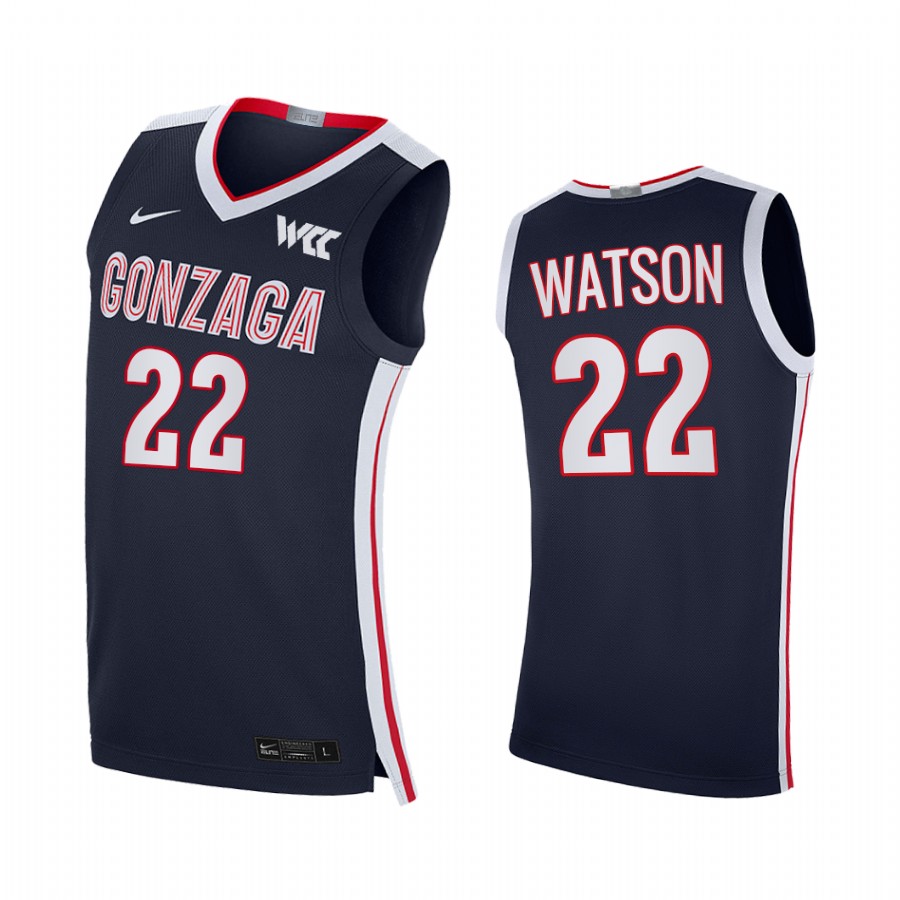 Gonzaga Bulldogs Anton Watson Jersey 2021-22 College Navy Elite Uniform