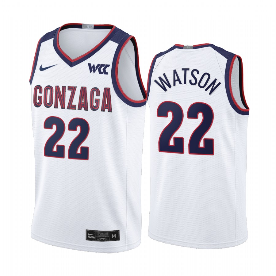 Gonzaga Bulldogs Anton Watson Jersey 2021-22 College White Limited Uniform