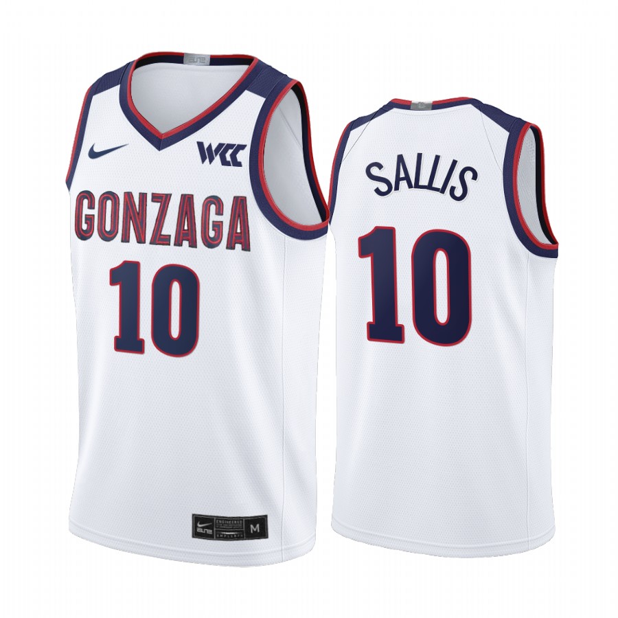 Gonzaga Bulldogs Hunter Sallis Jersey 2021-22 College White Limited Uniform