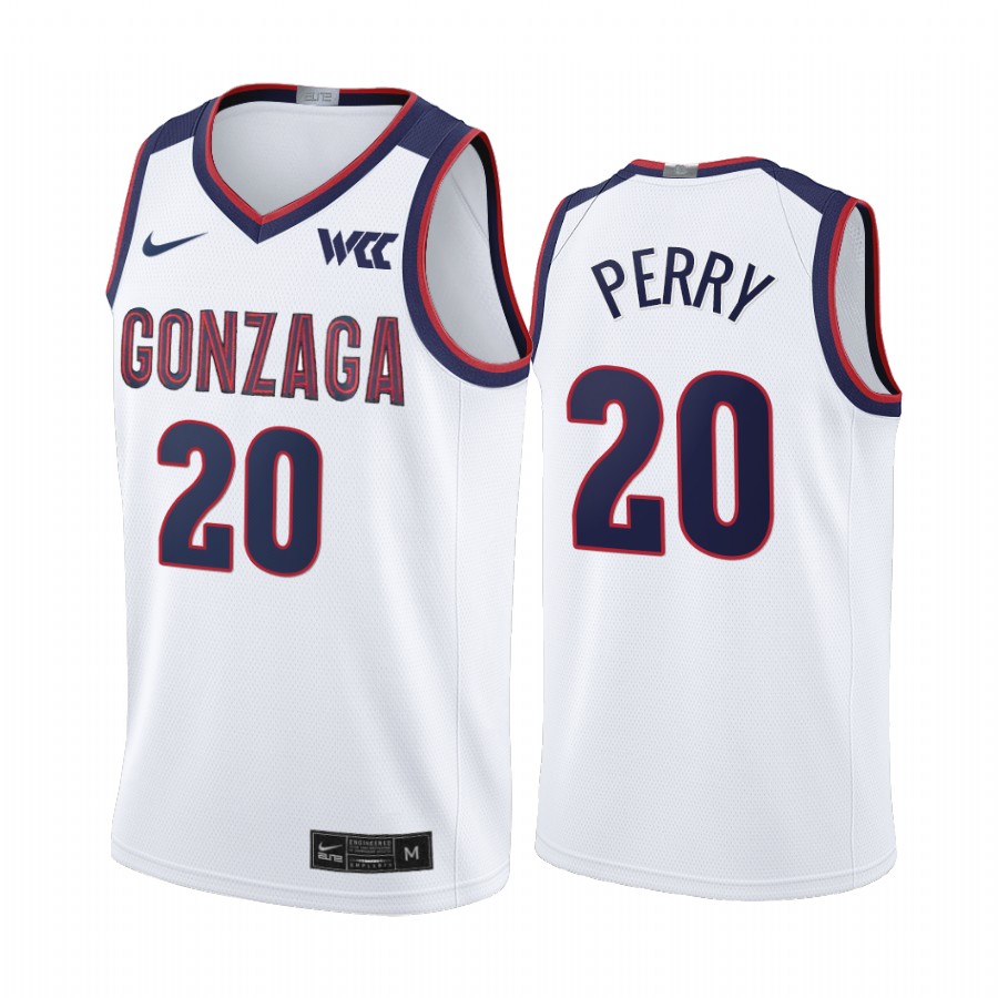 Gonzaga Bulldogs Kaden Perry Jersey 2021-22 College White Limited Uniform