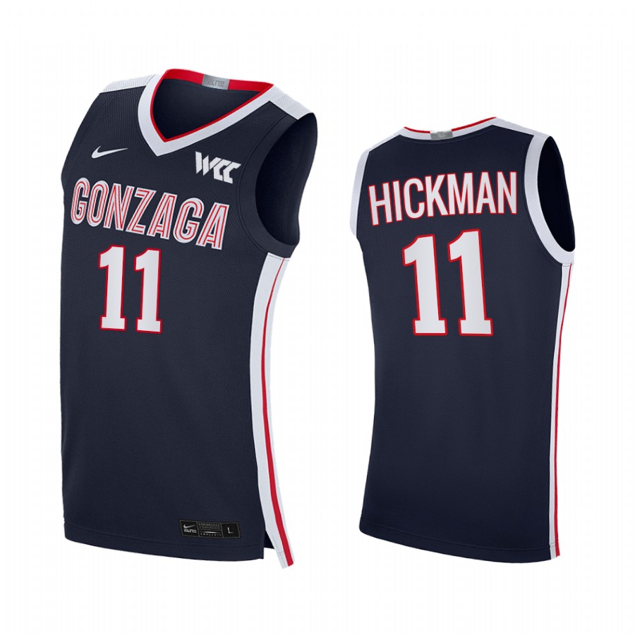 Gonzaga Bulldogs Nolan Hickman Jersey 2021-22 College Navy Elite Uniform