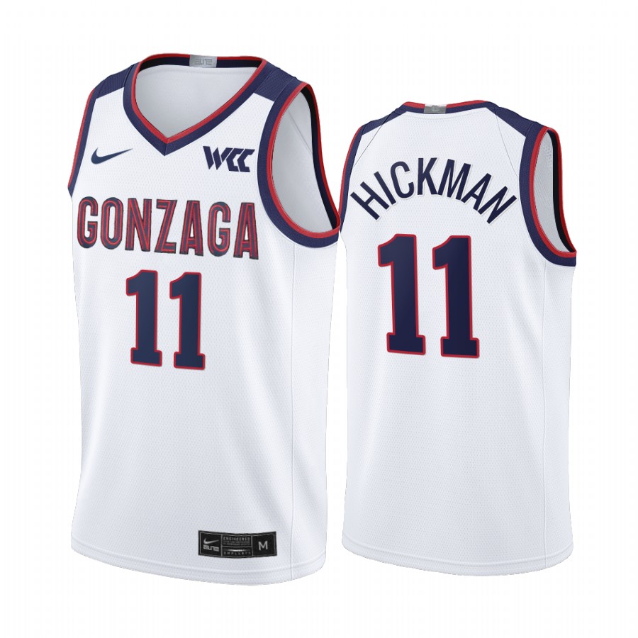 Gonzaga Bulldogs Nolan Hickman Jersey 2021-22 College White Limited Uniform