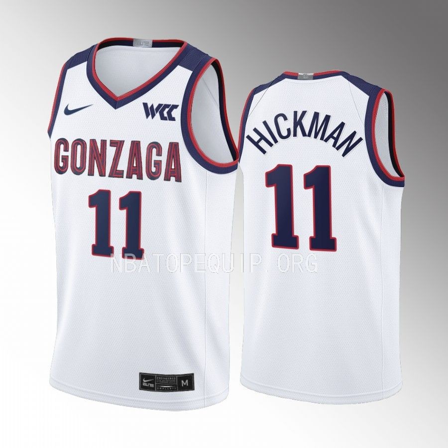 Gonzaga Bulldogs Nolan Hickman Jersey 2022-23 College White Uniform