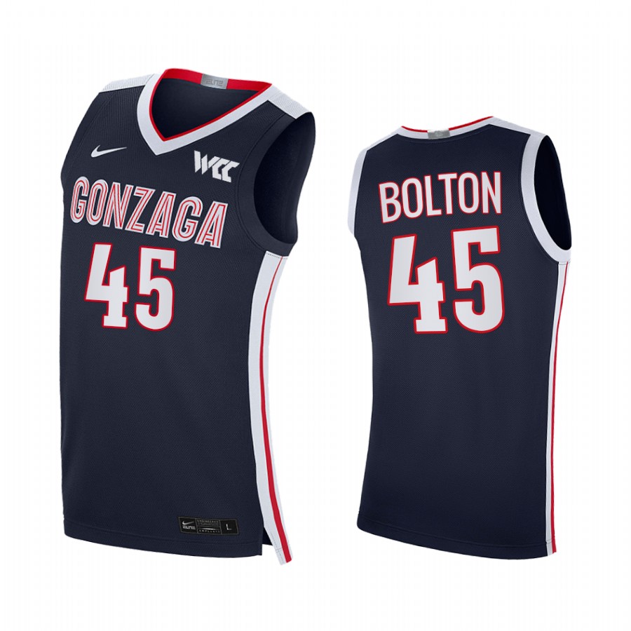 Gonzaga Bulldogs Rasir Bolton Jersey 2021-22 College Navy Elite Uniform