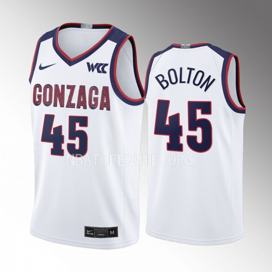 Gonzaga Bulldogs Rasir Bolton Jersey 2022-23 College White Uniform