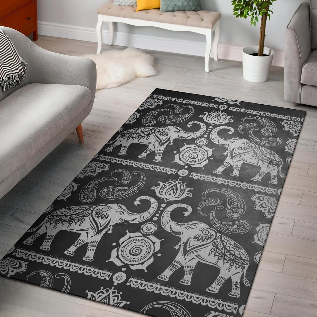 Good Fortune Elephant Area Rectangle Rug