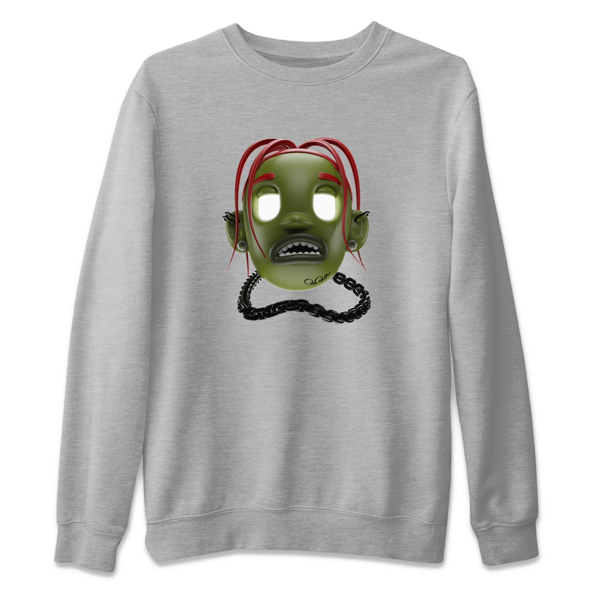 Goosebumps Boy Unisex Sweater – Air Jordan 1 Travis Scott Olive, Sneakers Matching Sweater