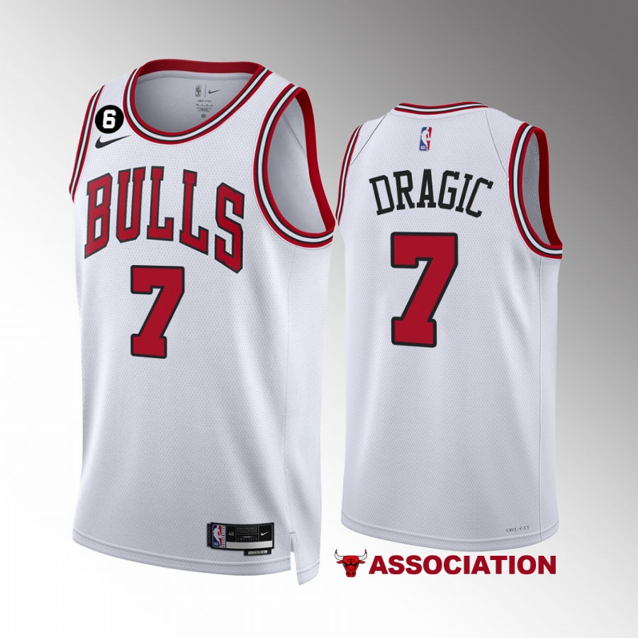 Goran Dragic Chicago Bulls #7 White Jersey 2022-23 Association Edition NO.6 Patch