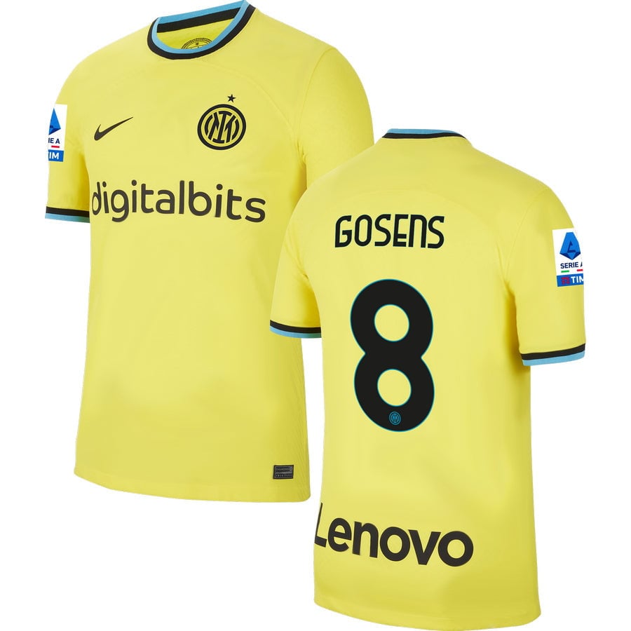 Gosens 8 Inter Milan Serie A Patch Men 2022/23 Third Jersey – Yellow