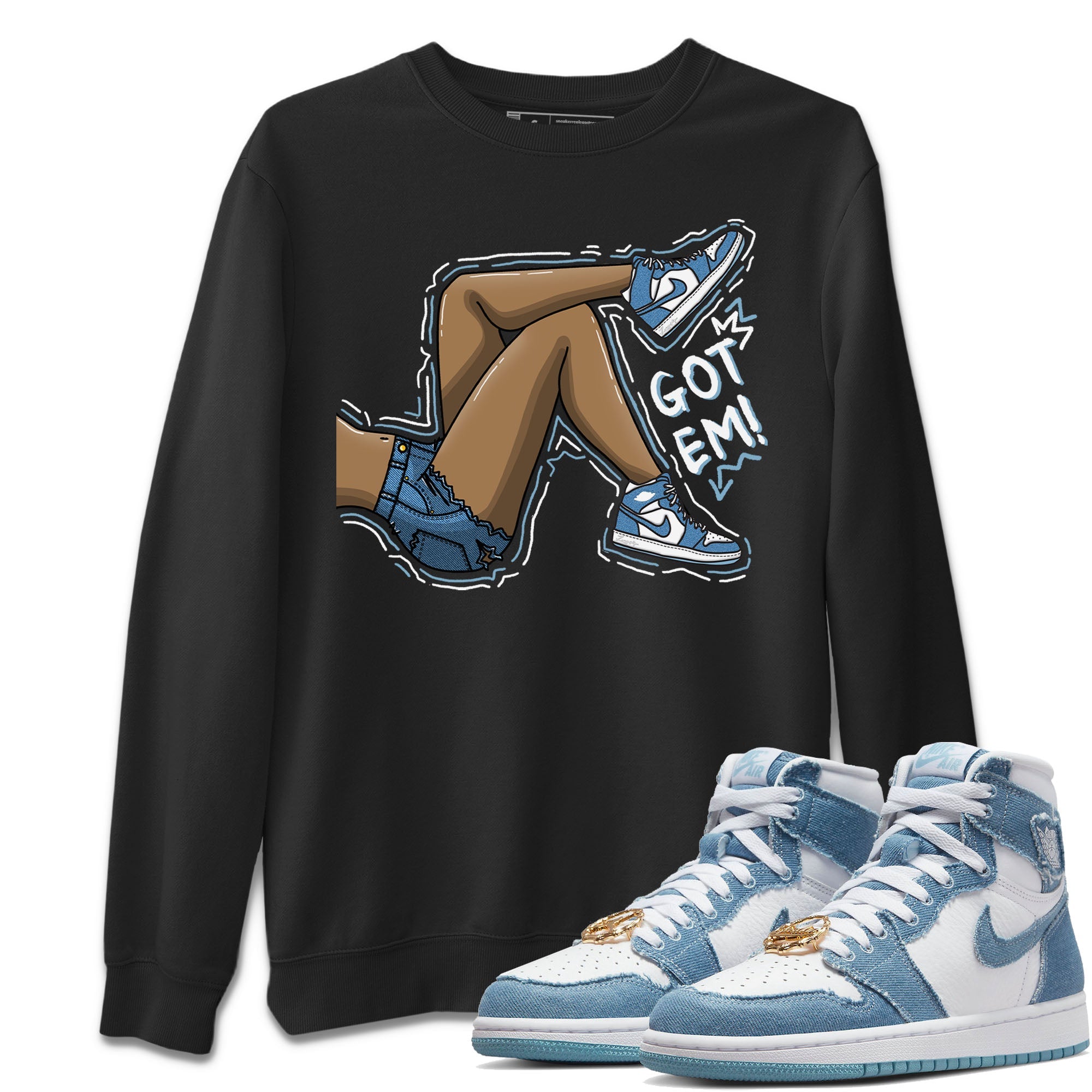 Got Em Legs Unisex Sweater – Air Jordan 1 Denim, Sneakers Matching Sweater