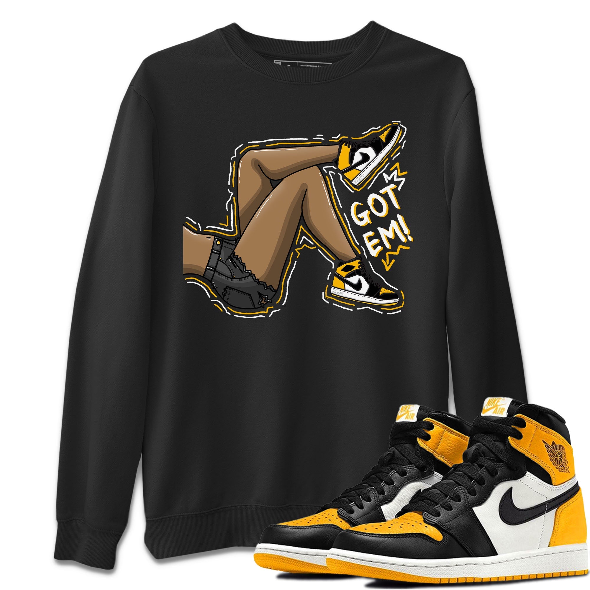 Got Em Legs Unisex Sweater – Air Jordan 1 Taxi, Sneakers Matching Sweater